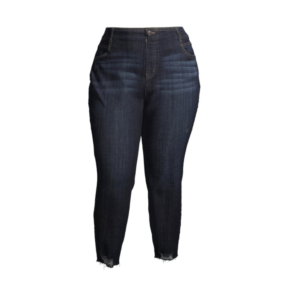 Terra & Sky Women's Plus Size Pull On Denim Capris